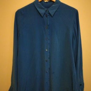 Equipment Brett Silk Blouse in Amulet Blue